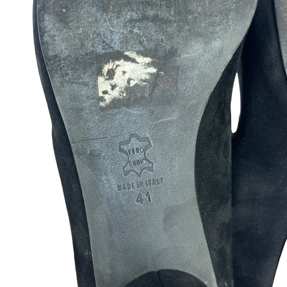 Thierry Rabotin Black Suede Leather Mary Jane Heels Pumps Made in Italy Size 41 - Picture 11 of 16